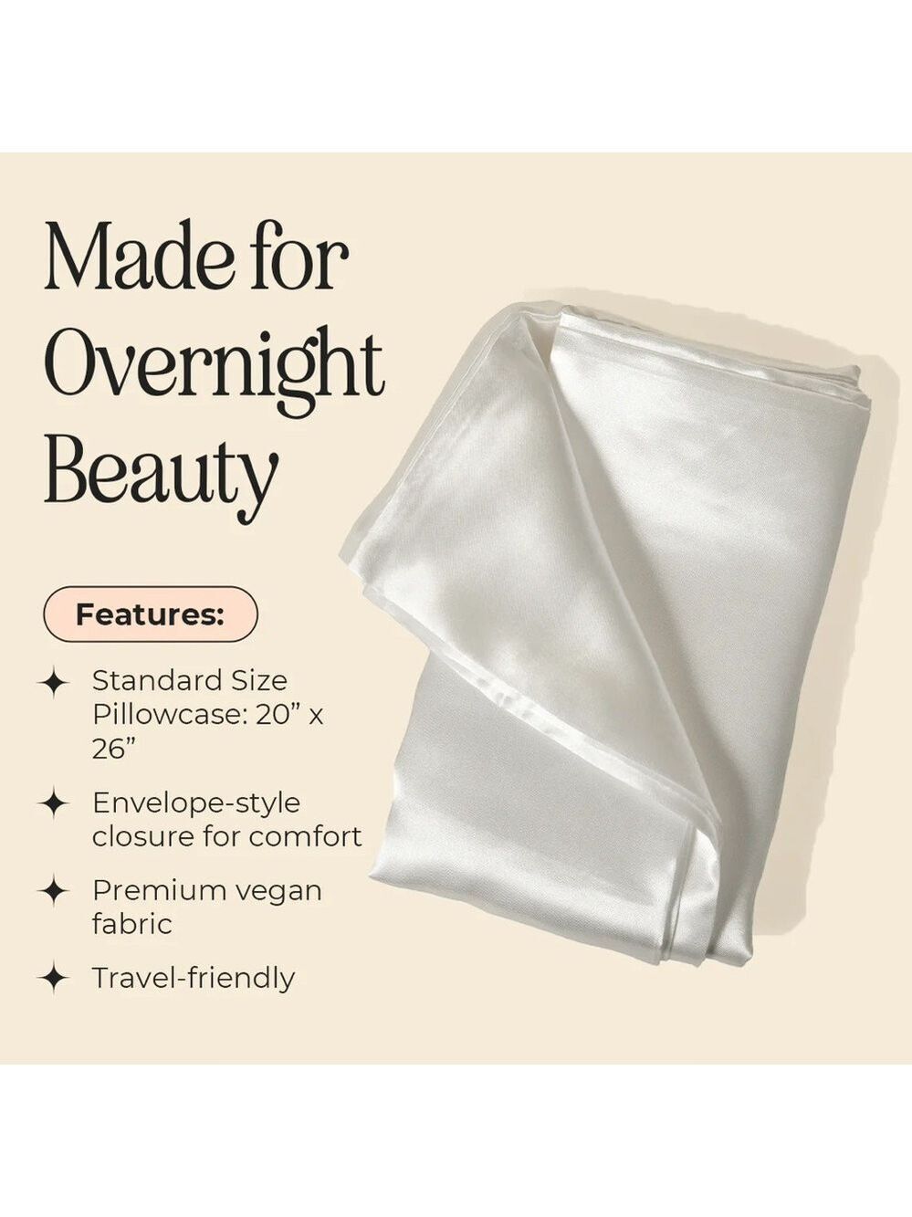 Insert Name Here INH 100% Satin Pillowcase | NEW | Ivory Premium Pillowcase - Picture 10 of 14